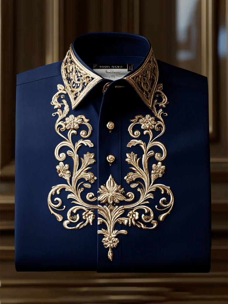 Camisa satén Luxe estampado de manga corta Button para hombre