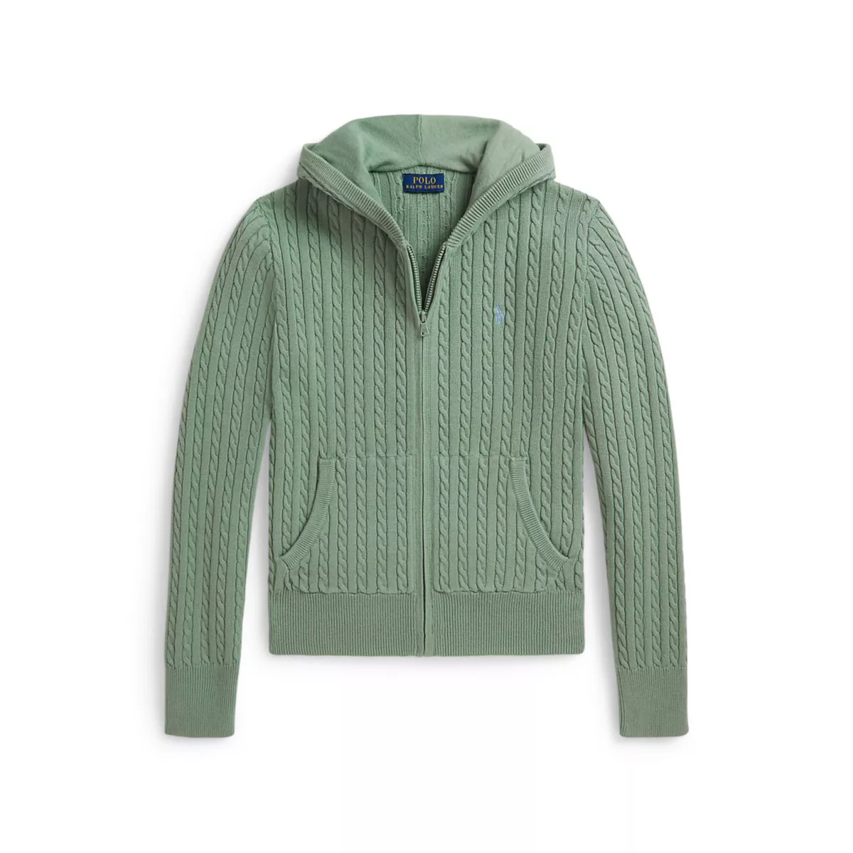 Girls 7-16 Mini-Cable Cotton Full-Zip Hoodie - 1