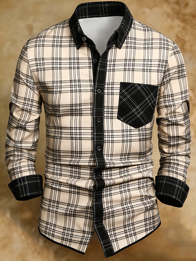 Camisa retro Abstract Art estampado Comfortable ejecutivo Style para hombre