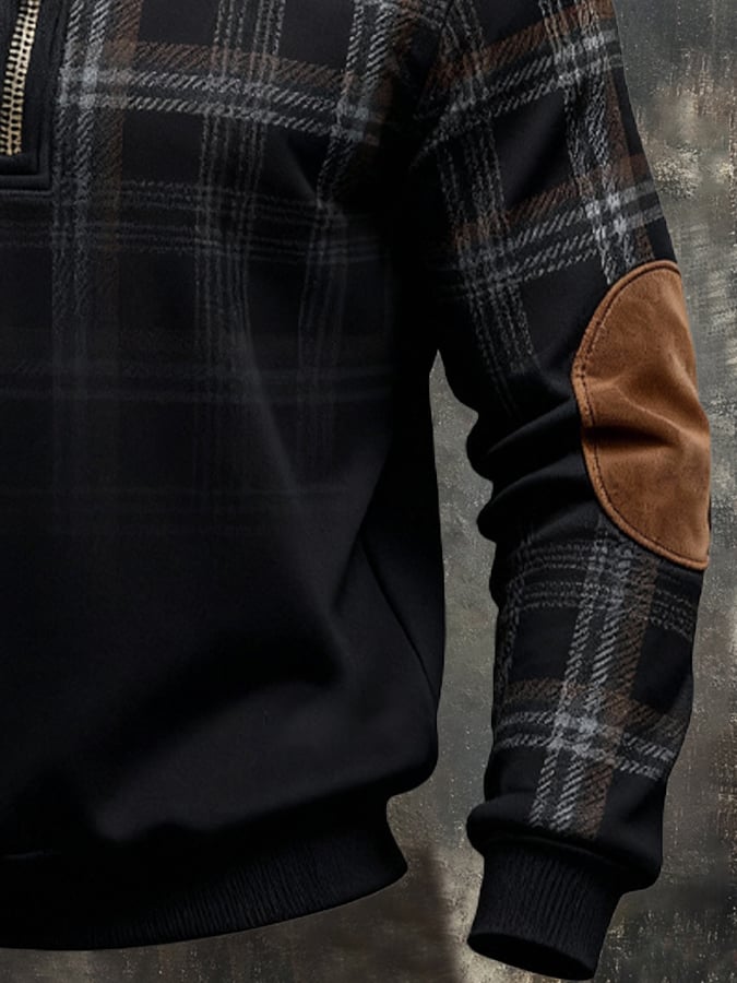 Sudadera retro en bloques de color estampado cierre para hombre