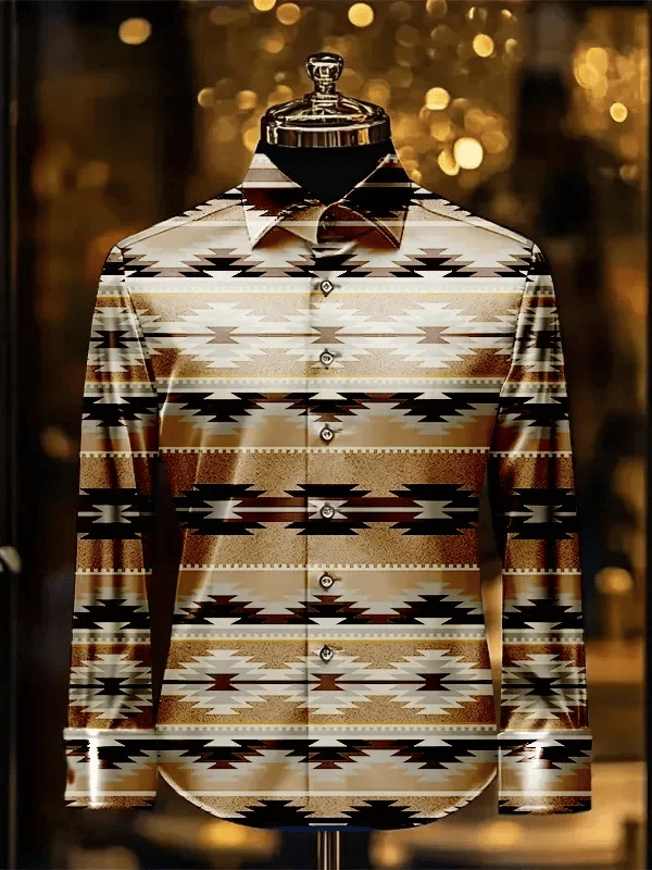 Camisa rayas estampado ejecutivo de manga larga para hombre