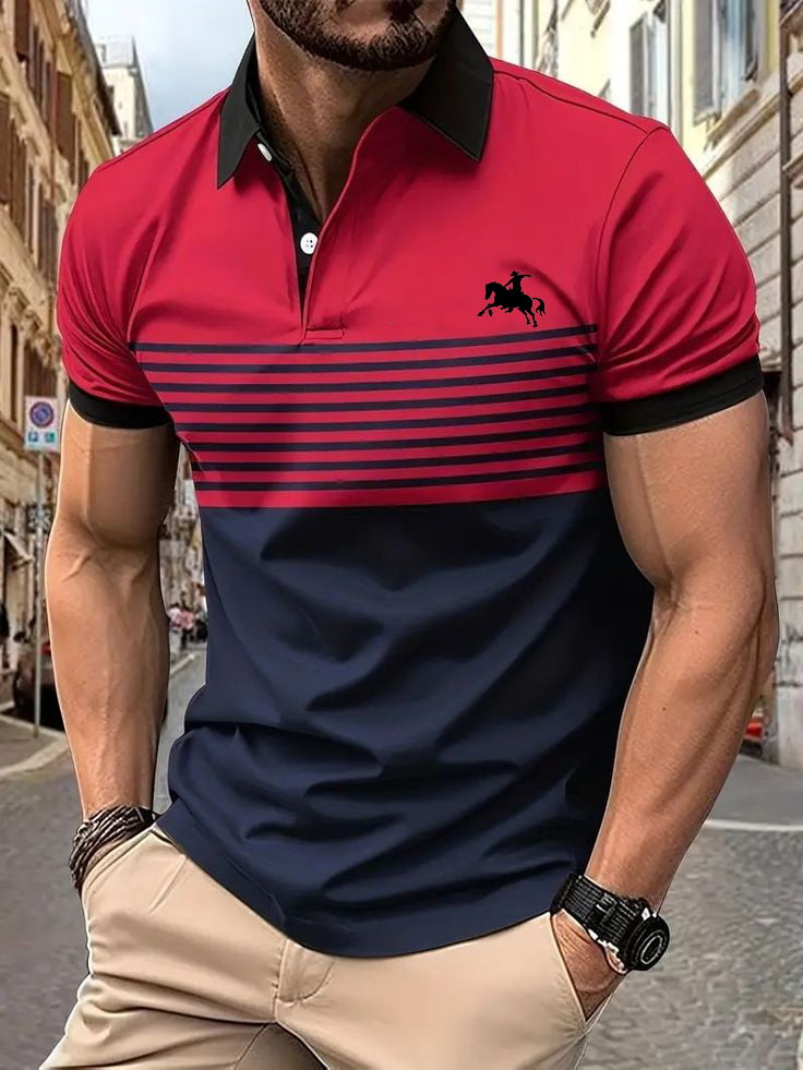 Camisa polo ejecutivo Logo con botones de manga corta para hombre
