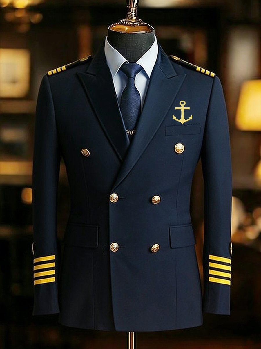 Chaqueta vintage Commemorative Navy Blue Suit para hombre
