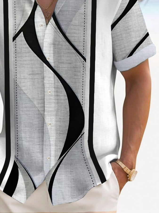 Camisa Trendy estampado Lapel de manga corta