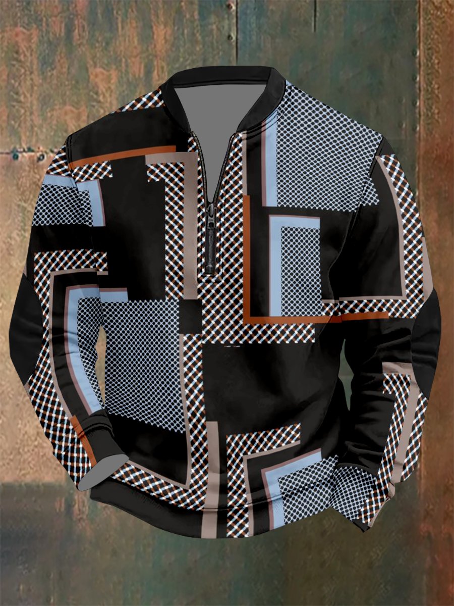 Sudadera vintage geométrico Style estampado para hombre