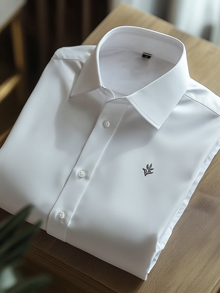 Camisa ejecutivo casual Logo solapa de manga corta para hombre