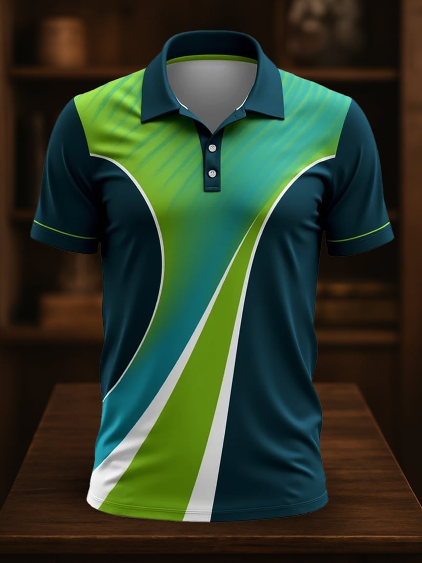 Camisa polo ejecutivo casual Artistic Button de manga corta para hombre