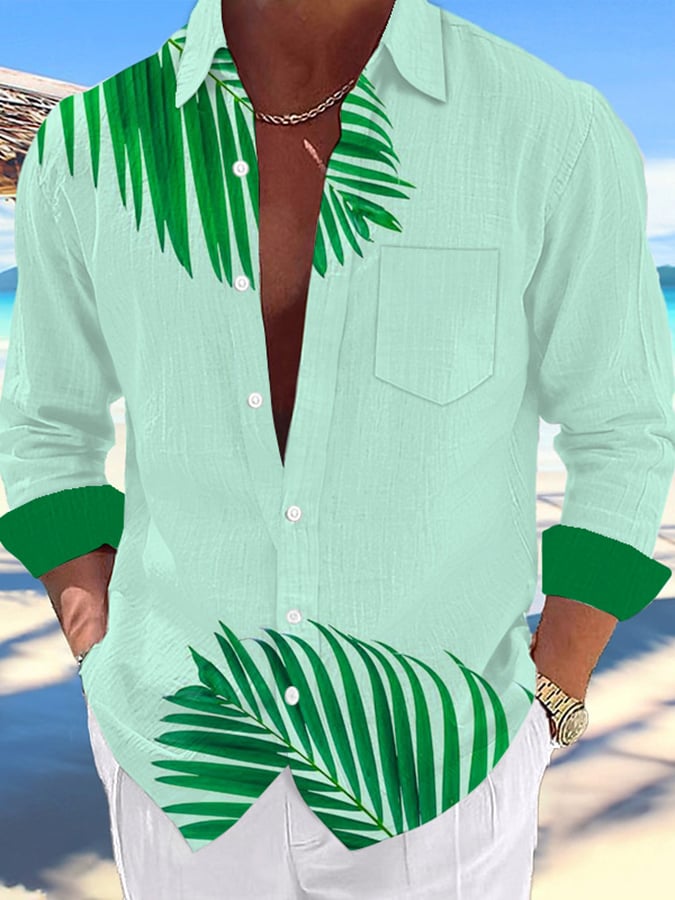 Camisa Hawaiian Palm Tree de moda estampado Resort casual para hombre