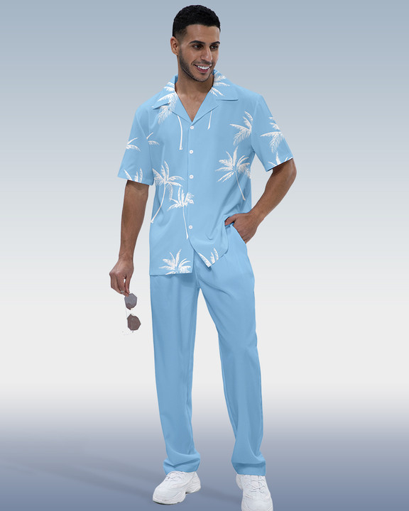 Camisa Rianmond Hawaiian estampado de manga corta Walking Set 3 Colors 414 para hombre