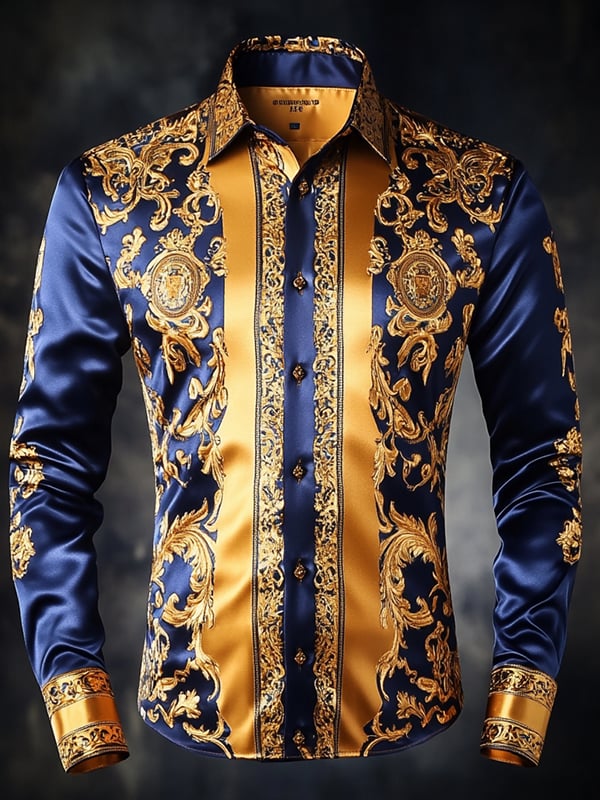 Camisa satén Luxe de manga larga con botones para hombre