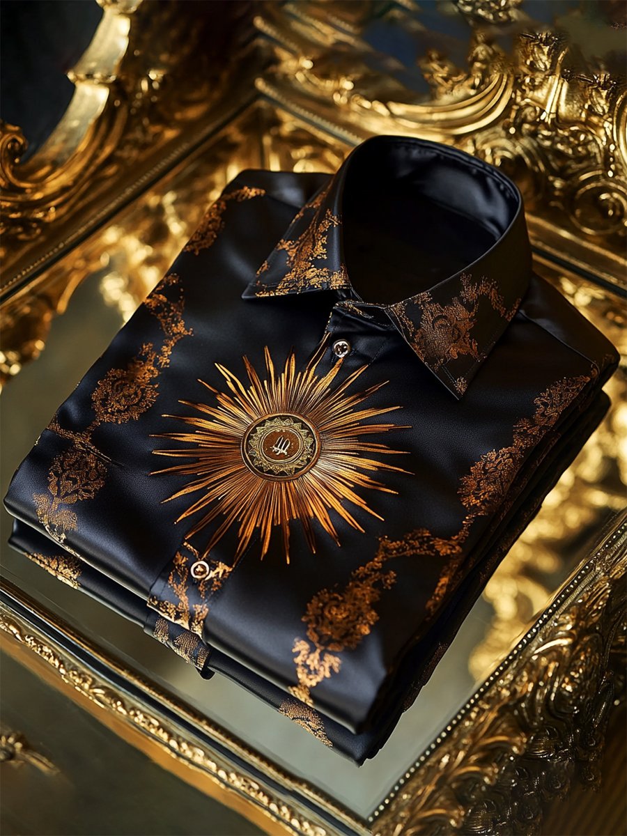 Camisa satén Luxe de manga larga con botones para hombre
