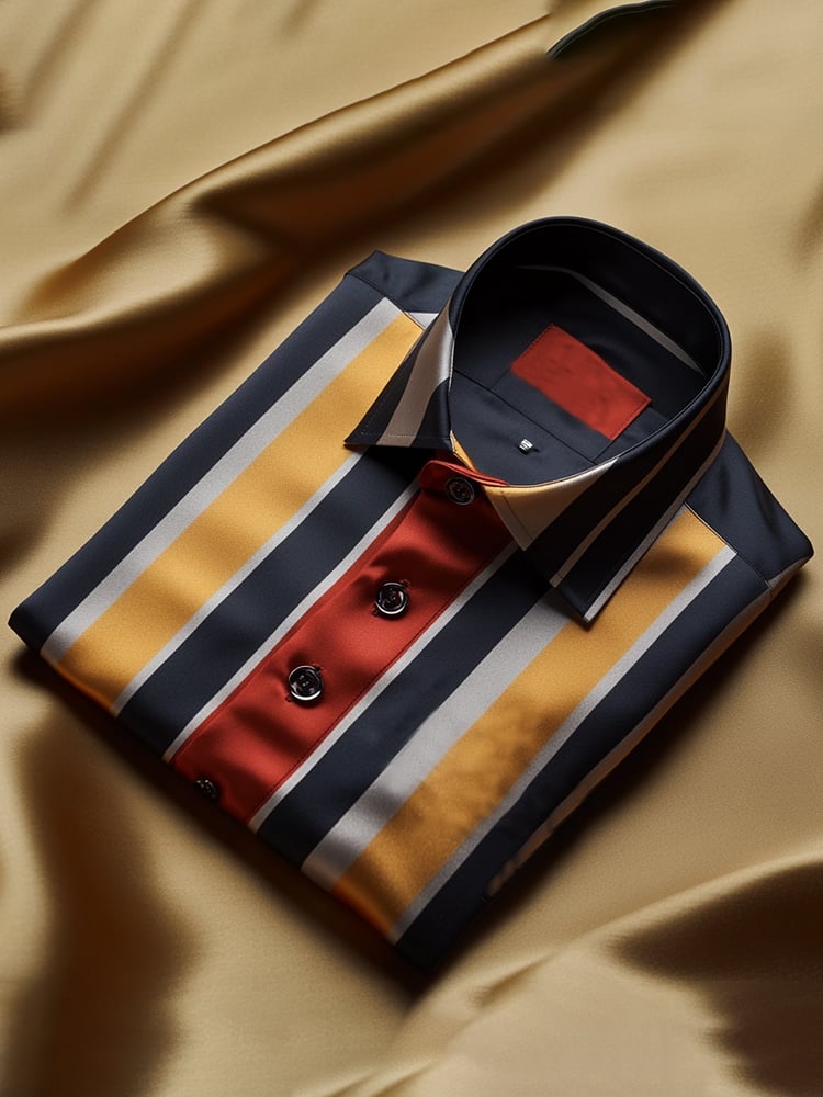 Camisa satén Luxe de manga larga con botones para hombre