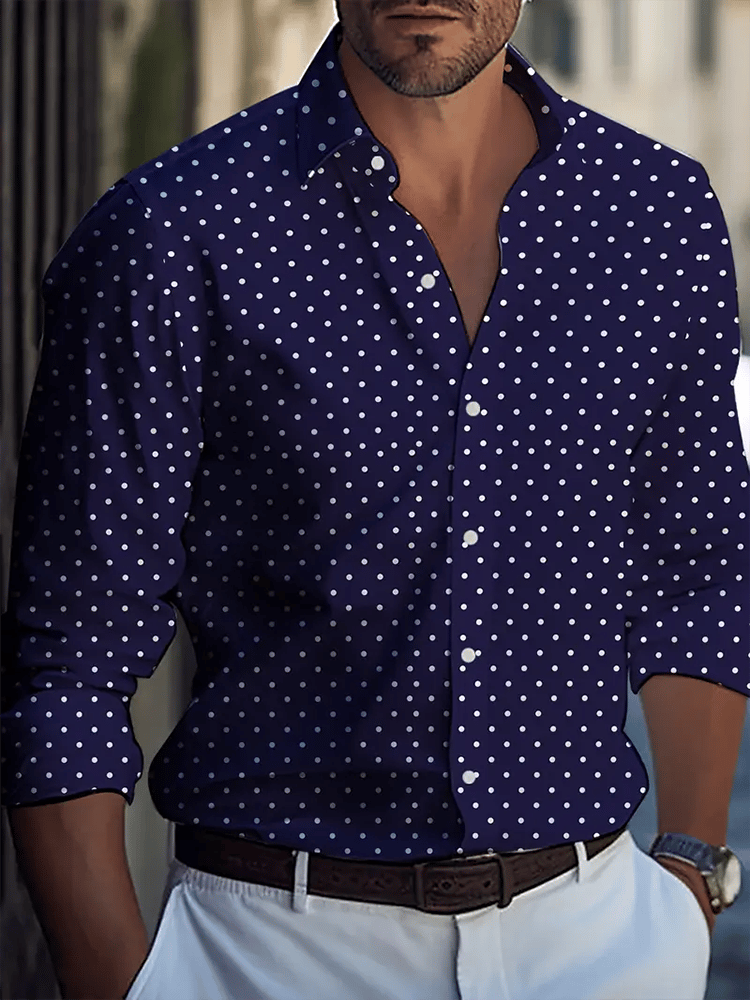 Camisa Street Style ejecutivo casual estampado de manga larga para hombre