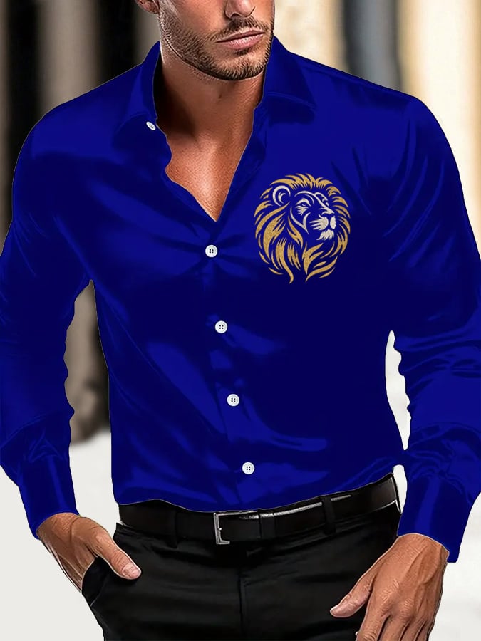 Camisa de moda ejecutivo de lujo Design estampado de manga larga para hombre