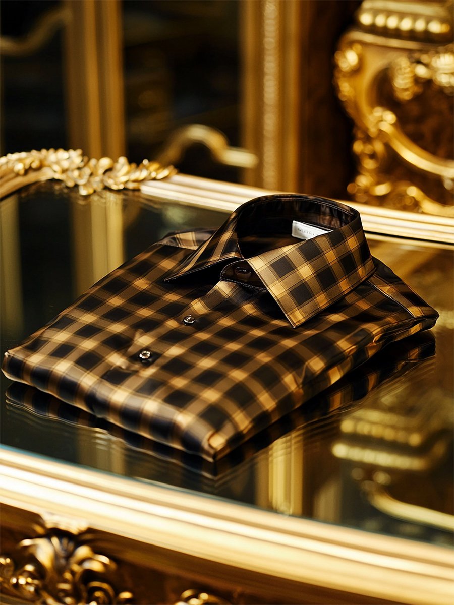 Camisa satén Luxe de manga larga con botones para hombre