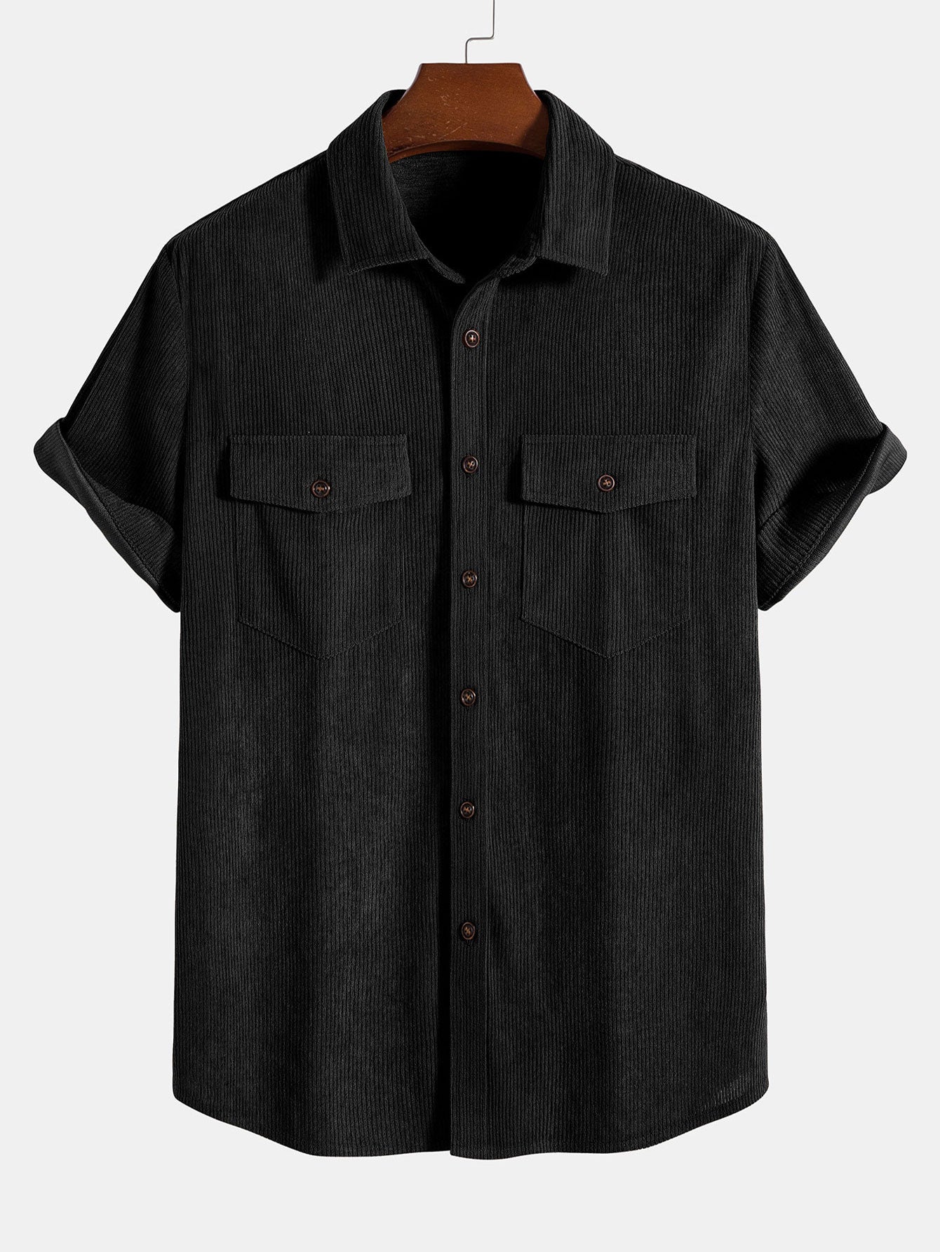 Camisa de manga corta Patch Pockets Corduroy