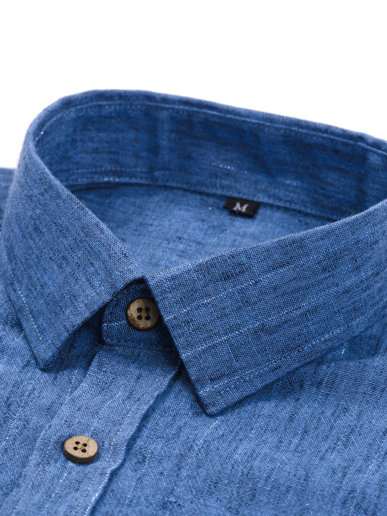 Camisa de manga larga rayas de lino Look Button Up