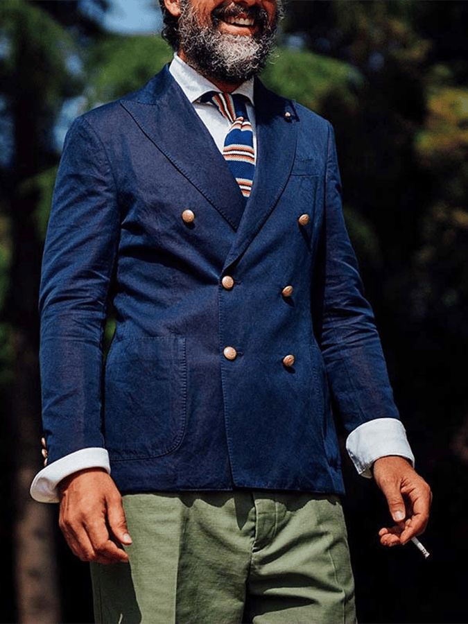 Chaqueta retro Double Breasted bolsillo Design Gentleman ejecutivo Suit para hombre