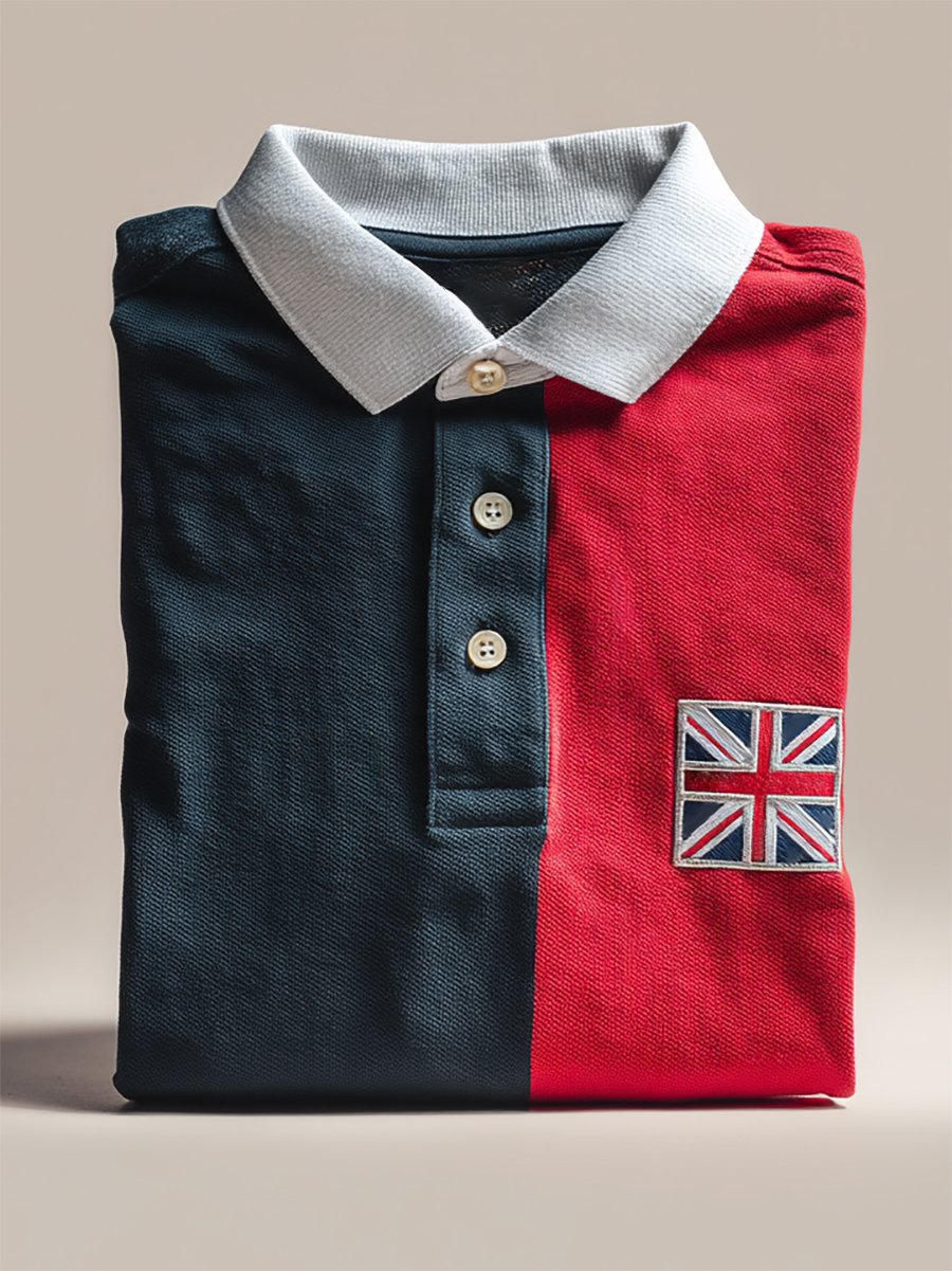 Camisa polo ejecutivo casual Union Jack Button de manga corta para hombre