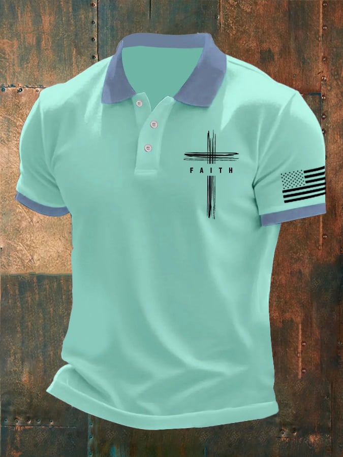 Casual Contrast Color Faith Polo para hombre