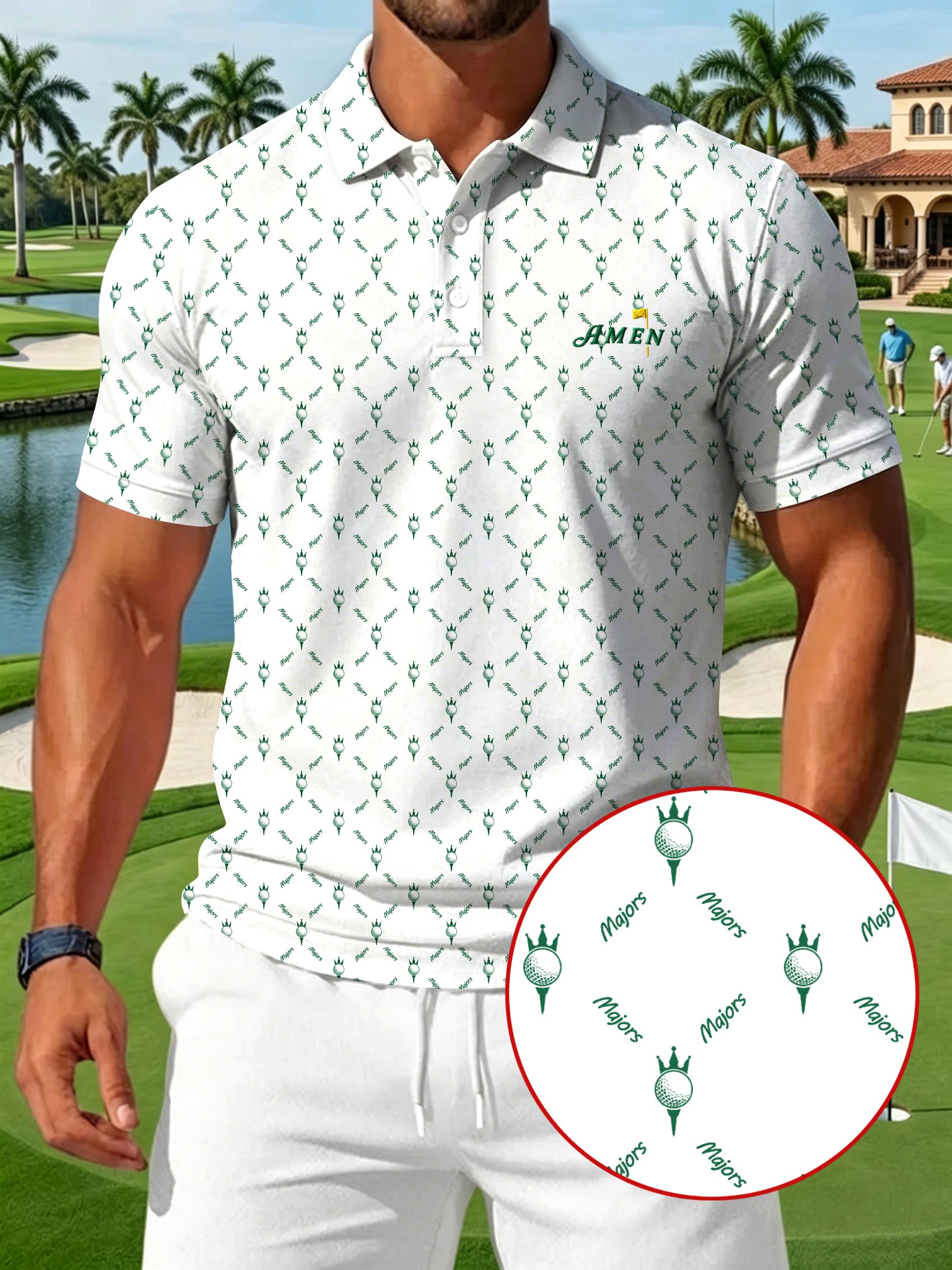 Golf estampado casual Polo para hombre