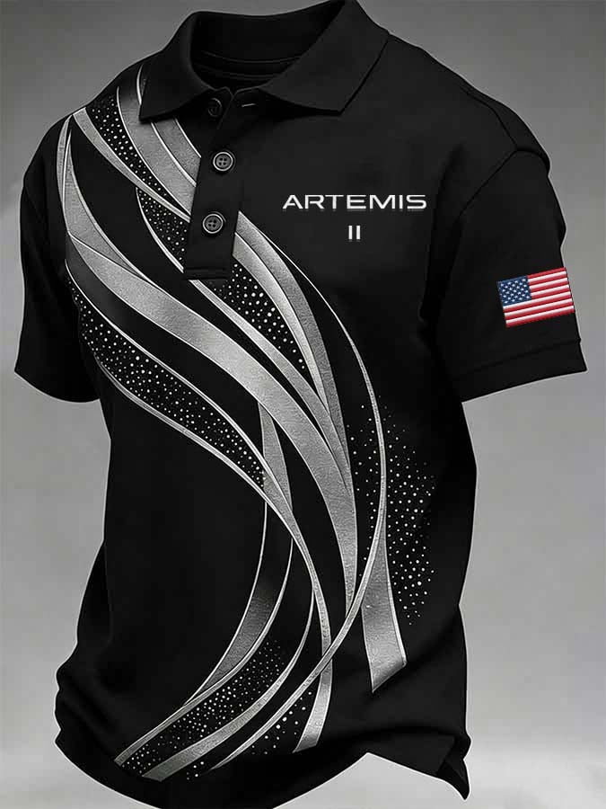Camisa polo Artemis II estampado para hombre