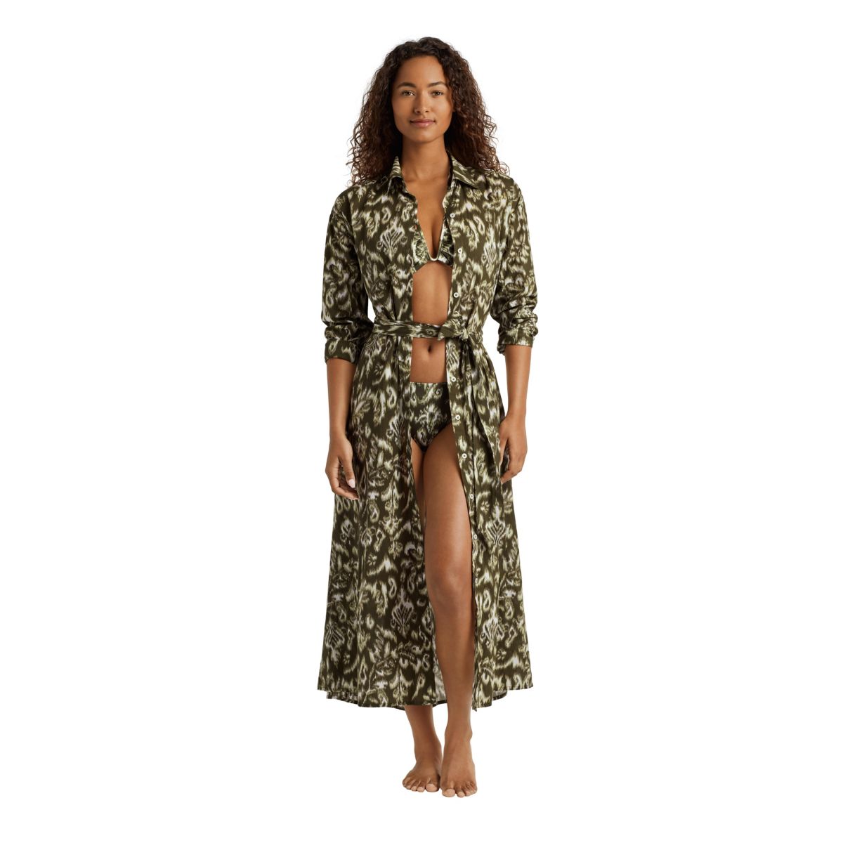 Artisan Warp Floral Midi Shirt Dress Cover Up - 3
