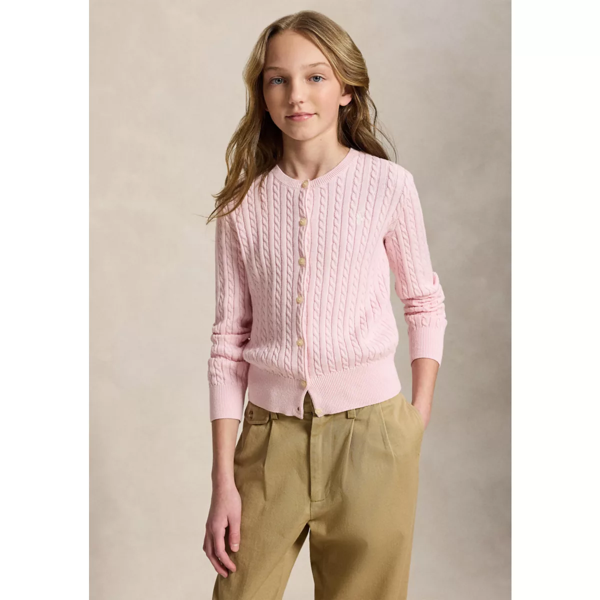 Girls 7-16 Mini-Cable Cotton Cardigan - 9