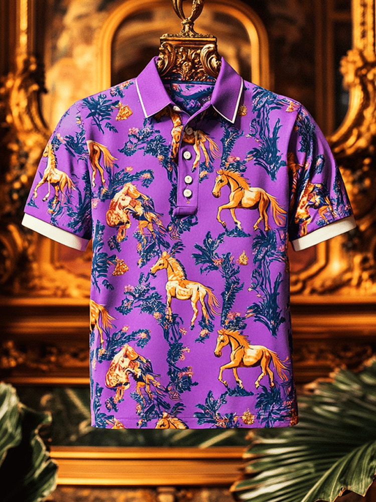 Camiseta Horse Racing de manga corta Polo para hombre