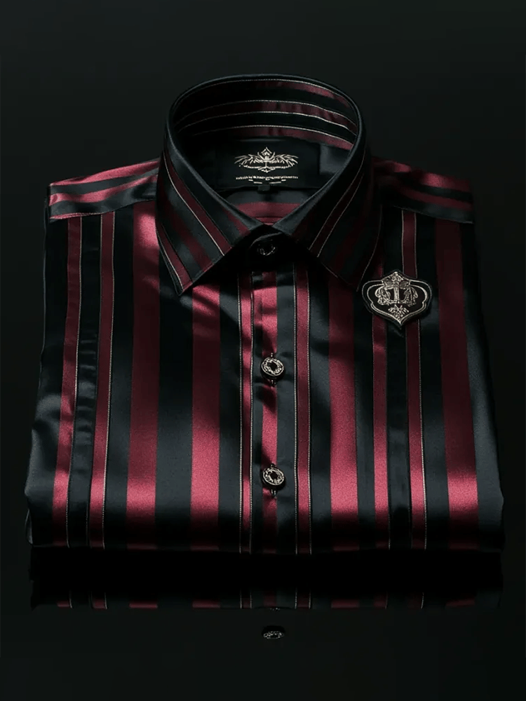 Camisa satén Luxe estampado de manga corta Button para hombre