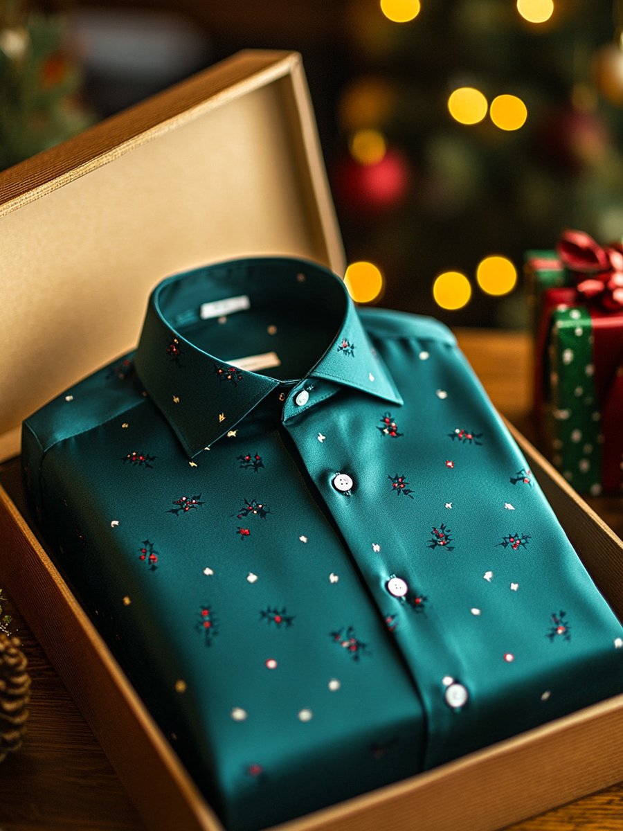 Camisa ejecutivo Christmas de manga larga para hombre