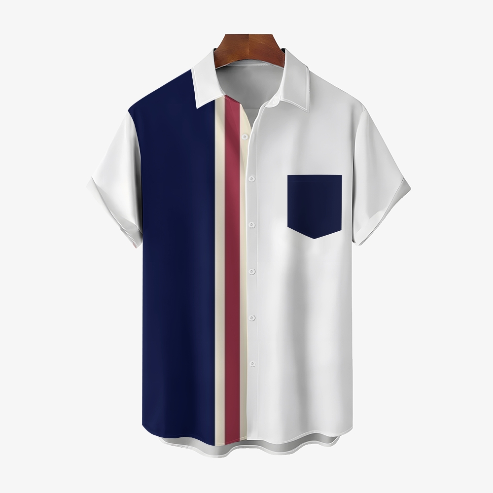 Camisa Mens estampado casual de manga corta 2504000290