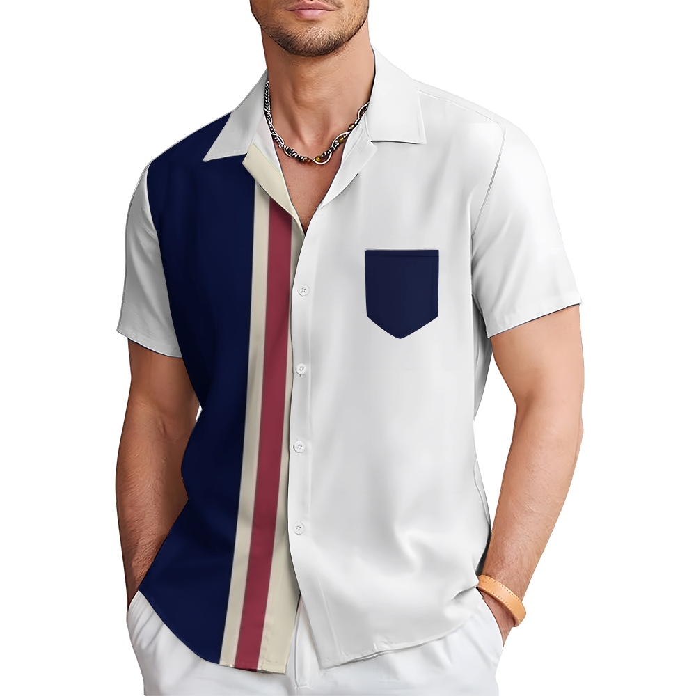Camisa Mens estampado casual de manga corta 2504000290