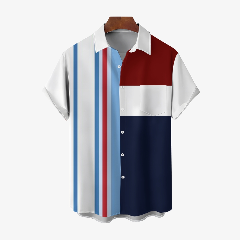 Camisa Mens estampado casual de manga corta 2504000291