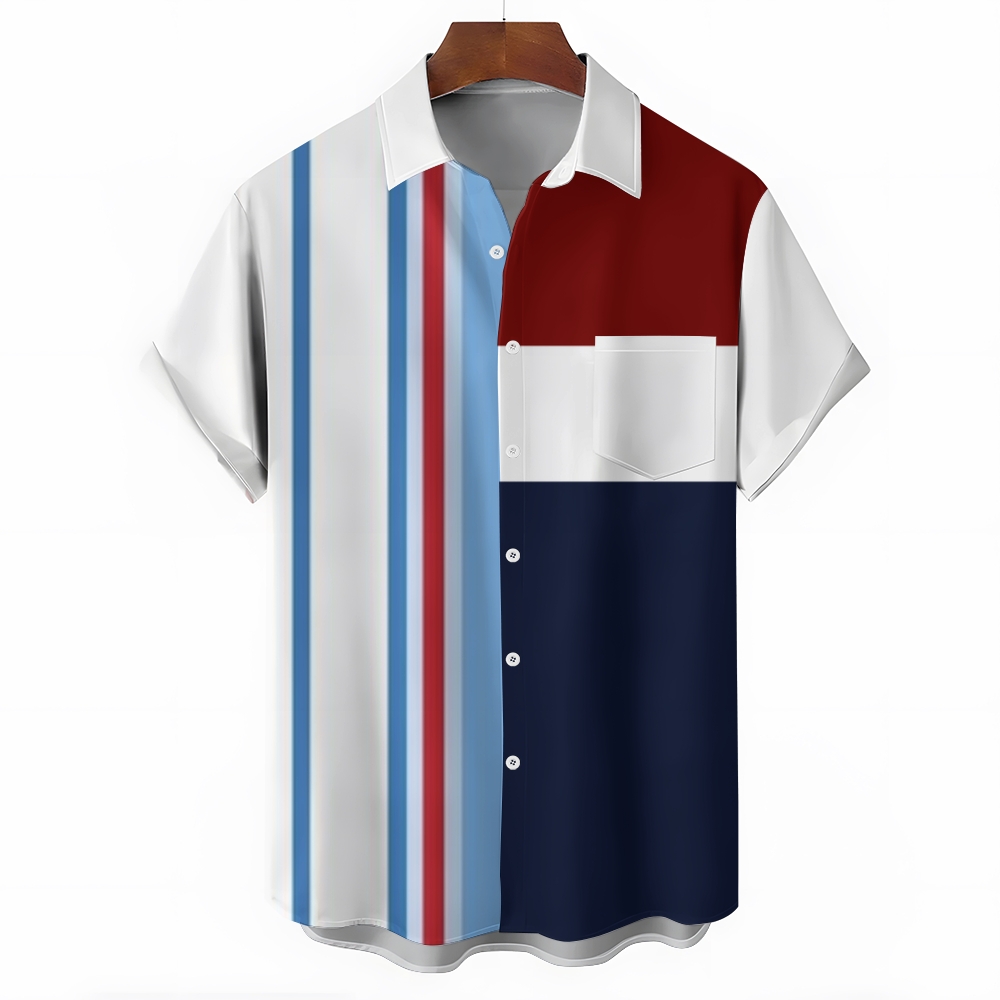Camisa Mens estampado casual de manga corta 2504000291
