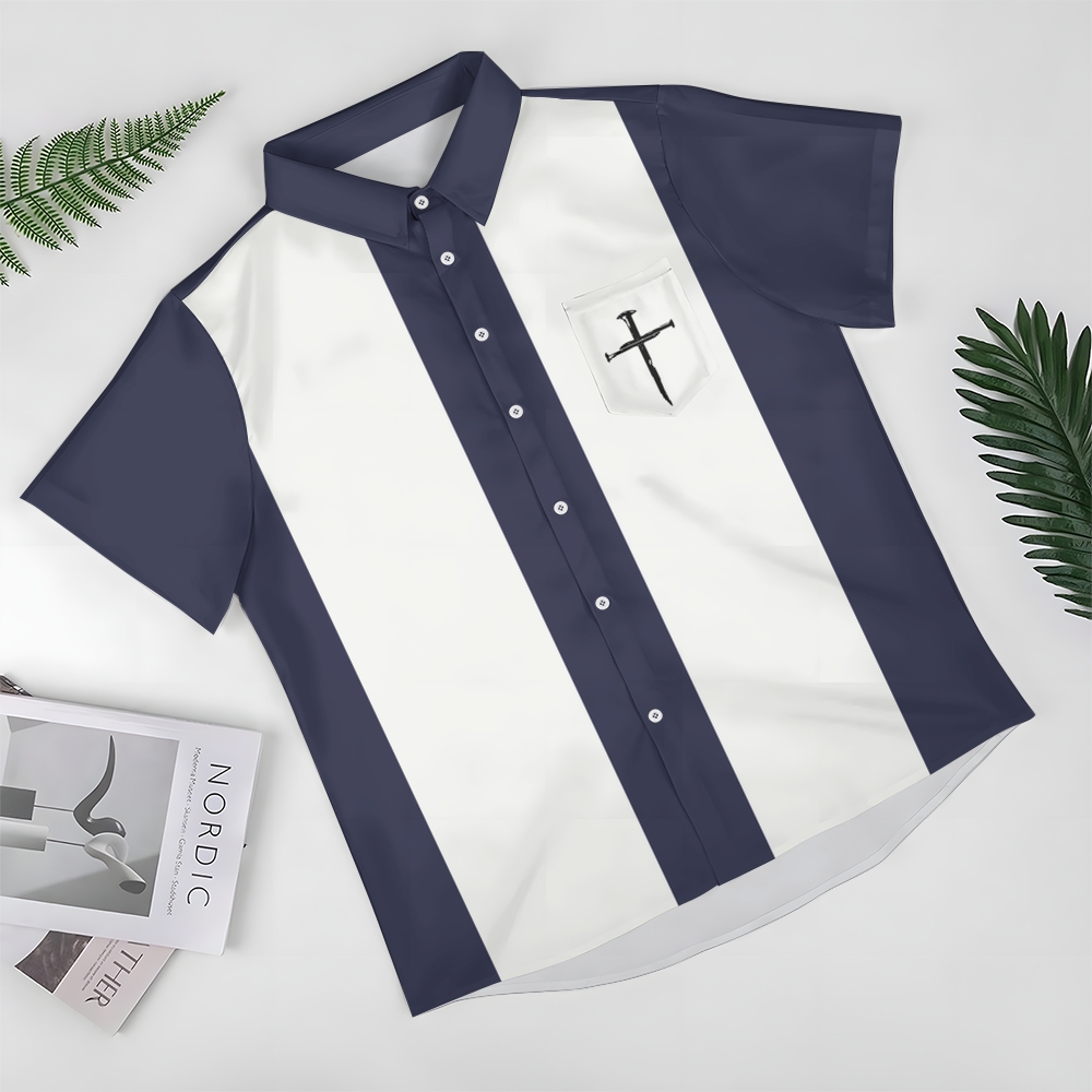 Camisa Mens estampado casual de manga corta 2504000396