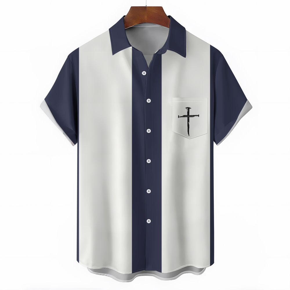 Camisa Mens estampado casual de manga corta 2504000396