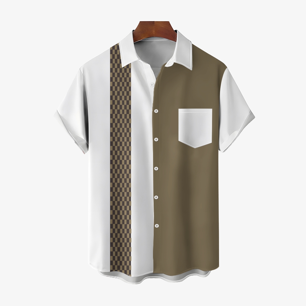 Camisa Mens estampado casual de manga corta 2504000398