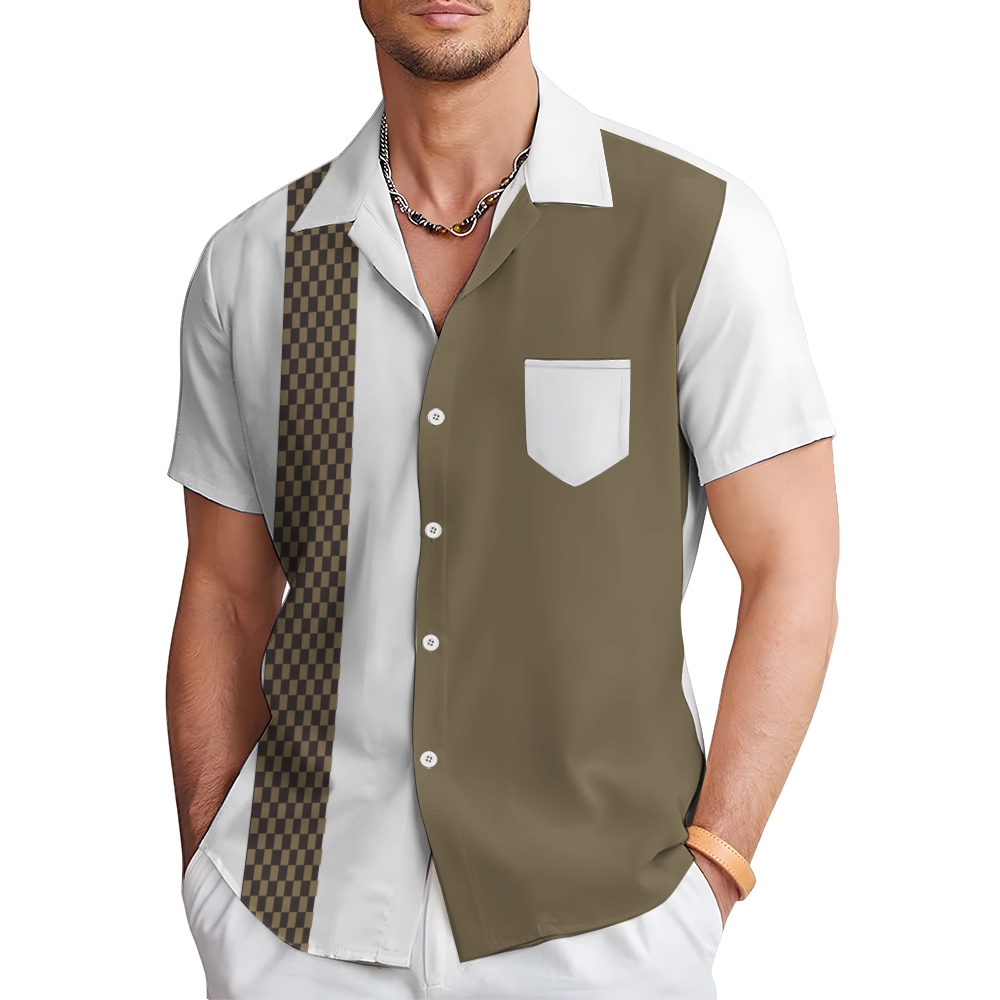 Camisa Mens estampado casual de manga corta 2504000398