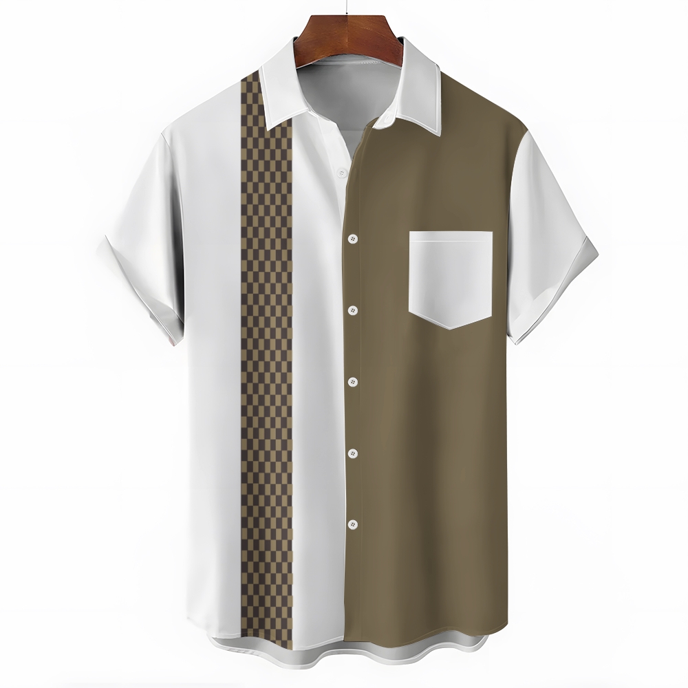 Camisa Mens estampado casual de manga corta 2504000398