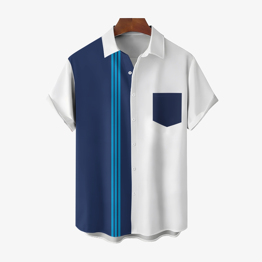 Camisa Mens estampado casual de manga corta 2504000399
