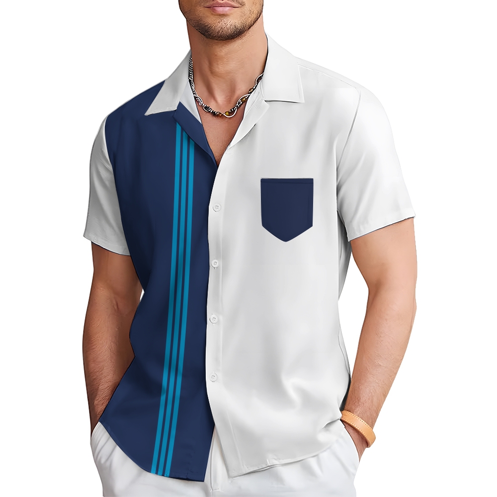 Camisa Mens estampado casual de manga corta 2504000399