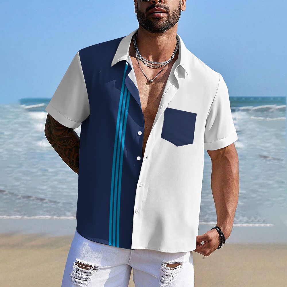 Camisa Mens estampado casual de manga corta 2504000399