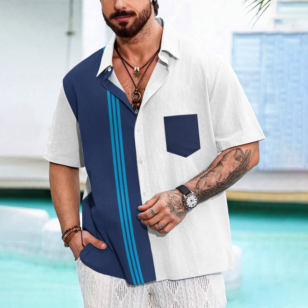 Camisa Mens estampado casual de manga corta 2504000399