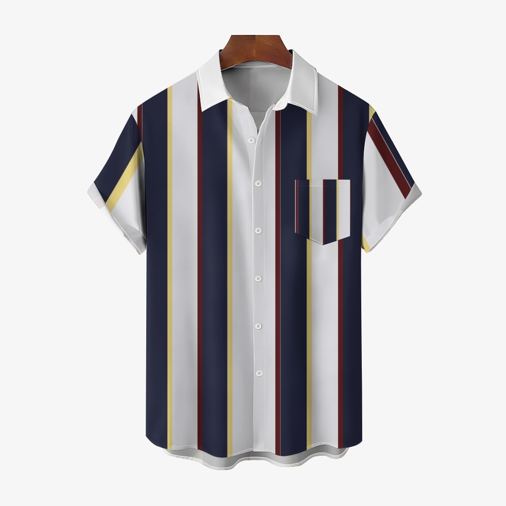 Camisa Mens estampado casual de manga corta 2504000402