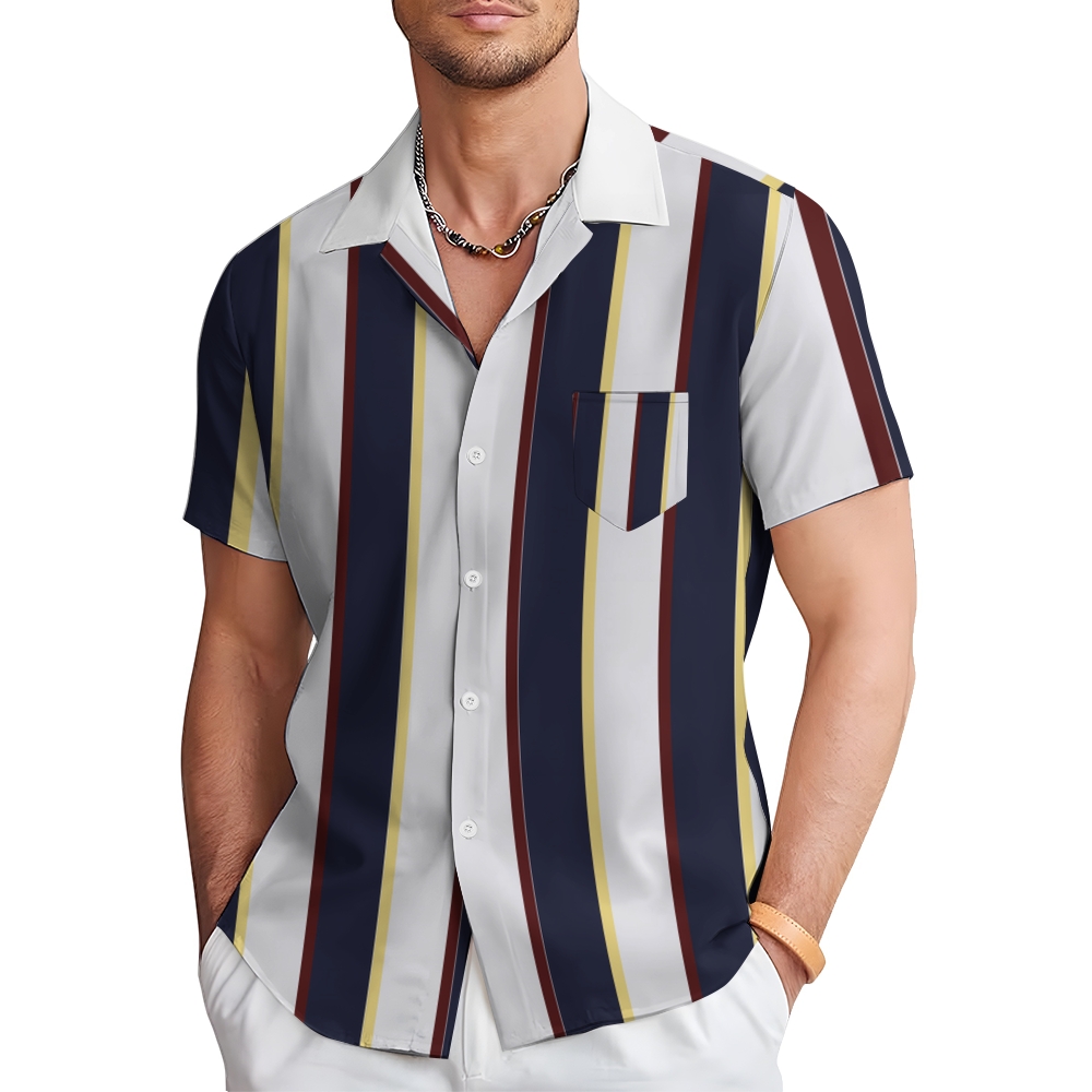Camisa Mens estampado casual de manga corta 2504000402