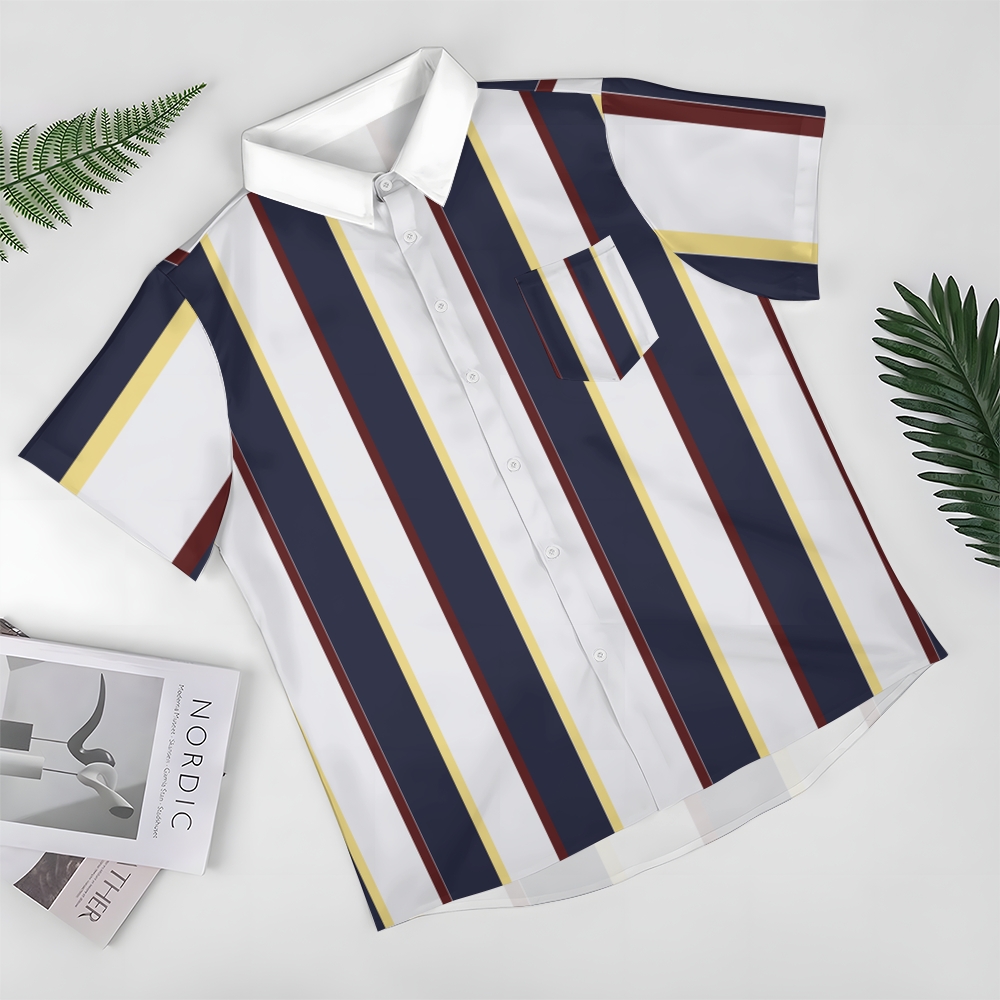Camisa Mens estampado casual de manga corta 2504000402