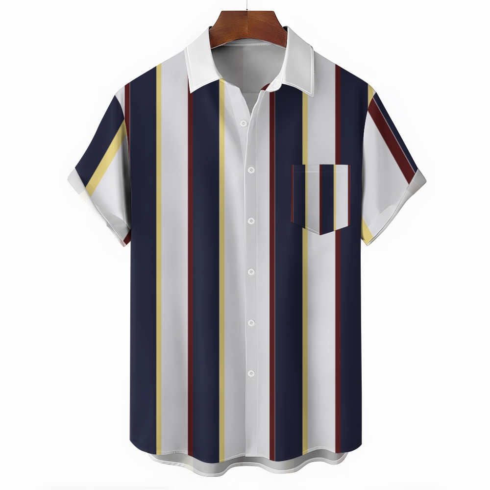 Camisa Mens estampado casual de manga corta 2504000402
