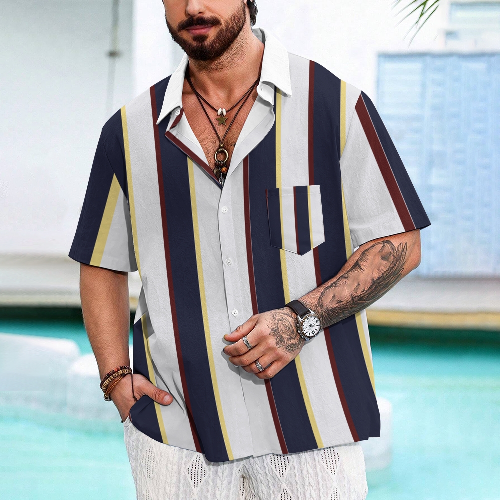 Camisa Mens estampado casual de manga corta 2504000402