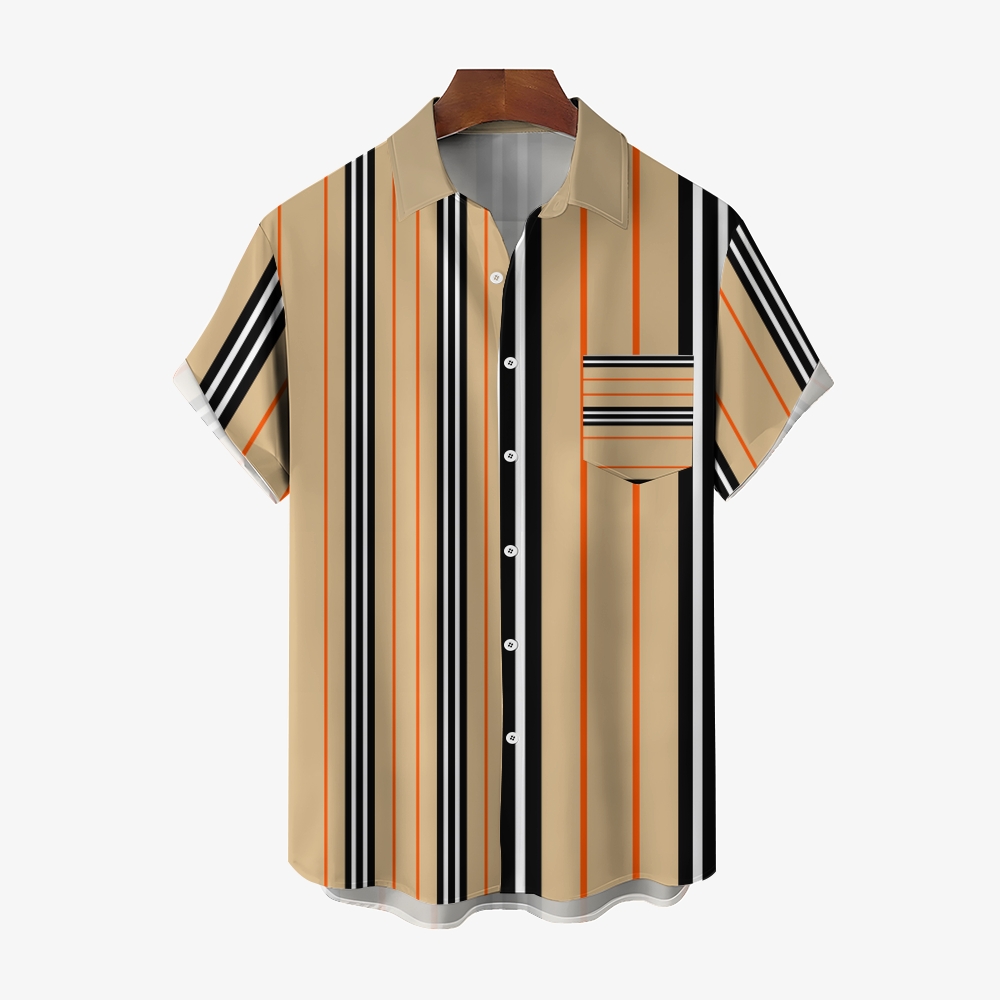 Camisa Mens estampado casual de manga corta 2504000403